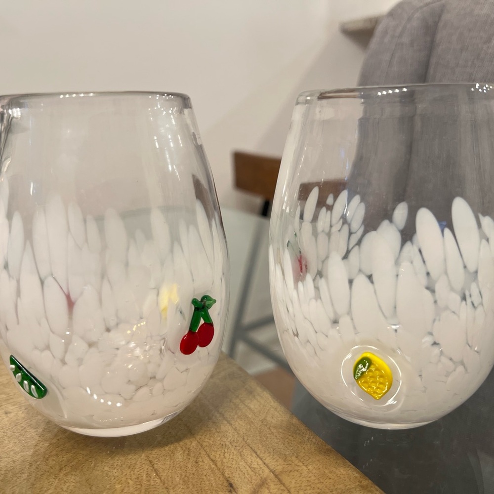 2 Colorful Fruit Stemless Glasses - Picture 2 of 4